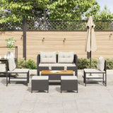 Garden Sofa Set 6 pcs Black and cream Poly Rattan 4104699