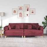 Fabric Sofa with Cushion 3 pcs Wine Red 208 cm Fabric 3335165