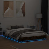 Bed Frame with LED without Mattress Smoked Oak 140x200 cm 3209797