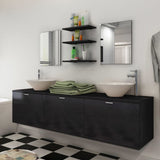 Ten Piece Bathroom Furniture Set with Basin with Tap Black 273691