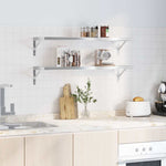 Wall Shelves 2 pcs 100x30x3 cm Silver Stainless Steel 30279