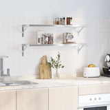 Wall Shelves 2 pcs 100x30x3 cm Silver Stainless Steel 30279
