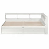 ZNTS Bookcase Bed without Mattress White 200x200cm Solid Wood Pine 3324449