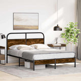 Bed Frame Without Mattress 140x190 cm Smoked Oak Engineered Wood 4100356