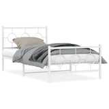 Metal Bed Frame without Mattress with Footboard White 100x200cm 376288