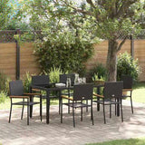 Garden Dining Set 7 pcs Black Poly Rattan 3365396