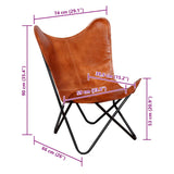 Butterfly Chair Brown Real Leather 243728