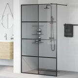 Walk-in Shower Wall Black 115 x 195 cm Tempered Glass 42022050