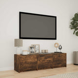 TV Cabinet with LED Smoked Oak 140 x 34 x 40 cm Engineered Wood 3418703
