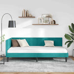 Corner Bed Frame with Headboard Turquoise 90 x 200 cm Velvet 42016356