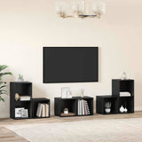TV Cabinet Set Wall-mounted 6 pcs Black Oak Engineered Wood 3393163