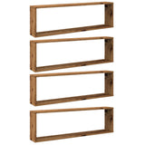 Wall Cube Shelves 4 pcs Old Wood 100x15x30 cm Engineered Wood 856583