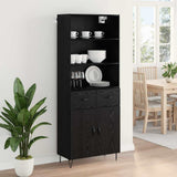 Highboard with Drawer 2 pcs Black Oak Engineered Wood 3416172