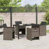 Garden Dining Set with Cushion 5 pcs Grey Poly Rattan 3379949