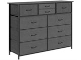 Bedroom Chest of Drawers, 10 Drawer Dresser with Foldable Fabric Drawers and Steel Frame, Black T3398P344326