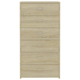Sideboard with 6 Drawers Sonoma Oak 50x34x96 cm Engineered Wood 800669