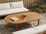 Table Top Oval Solid Teak Wood Natural 42033174