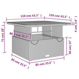 Garden Table Black 110x110x71 cm Poly Rattan and Acacia Wood 368272