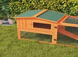 Rabbit Hutch with Run Wooden Guinea Pig Hutch Outdoor Bunny Cage Hide House with Sliding Tray, Hay T3398P350016