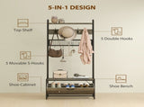 5-In-1 Industrial-Style Hallway Tree - Grey/Black T3398P377980