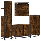 ZNTS 4 Piece Bathroom Furniture Set Smoked Oak Engineered Wood 3301272