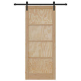 Sliding Door Brown 86 x 211 cm Solid Pine Wood 3333288