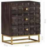 Bed Cabinet Black Solid mango wood, brass powder-coated iron Medium 320813
