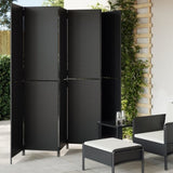 Room Divider 6 Panels Black Poly Rattan 365368