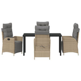 Garden Dining Set with Cushion 5 pcs Beige Poly Rattan 3380563