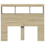 Headboard Cabinet with LED Sonoma Oak 120x17x102 cm 839191