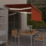 Manual Retractable Awning with Blind&LED 4.5x3m Orange&Brown 3069325