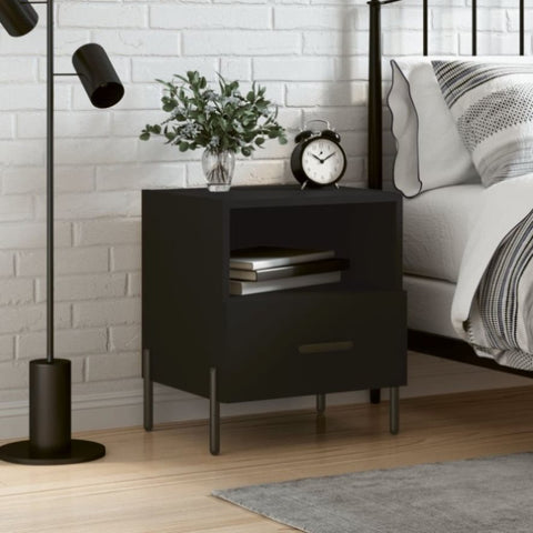 ZNTS Bedside Cabinet Black 40x35x47.5 cm Engineered Wood 827454