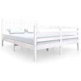 3100665 Bed Frame without Mattress White Solid Wood 160x200 cm