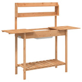 Potting Table with Sink Brown 147.5x44x139.5 cm Solid Wood Fir 156347