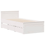 Bed Frame without Mattress with Headboard White 90x190 cm Single Solid Wood Pine 3308787