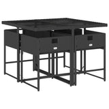 Garden Dining Set Black PE rattan 4-seater Foldable 3211254