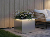 Garden Planter with LED Silver 30 x 30 x 30 cm Stainless Steel 8008064