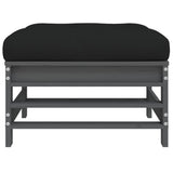 Garden Footstool with Cushion Grey Solid Wood Pine 825669