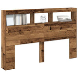 Headboard Cabinet with LED Old Wood 160x17x102 cm 863131