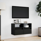 TV Wall Cabinets with LED Lights 2 pcs Black 41x31x45 cm 852316