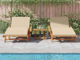 Sun Lounger 3 pcs Solid Acacia Wood Beige 3325184