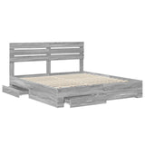 Bed Frame with Drawer Grey Sonoma 200 x 200 cm Engineered Wood 3411613
