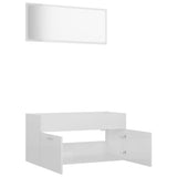 ZNTS 2 Piece Bathroom Furniture Set High Gloss White Engineered Wood 804806