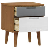 ZNTS Bedside Cabinet MOLDE Brown 40x35x48 cm Solid Wood Pine 350495