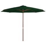 Garden Parasol with Wooden Pole 350 cm Green 44528