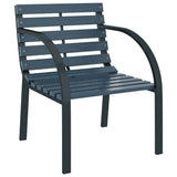 Garden Chair Set of 2 Grey Wood and Steel Medium Durable 47938