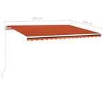 ZNTS Manual Retractable Awning with LED 450x350 cm Orange and Brown 3069005