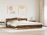 Bed Frame with Headboard Old Wood 200 x 200 cm Solid Pine Wood 3412860
