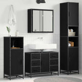 Bathroom Furniture Set 4 pcs Black Oak Engineered Wood 3402316