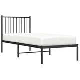 Metal Bed Frame without Mattress with Headboard Black 80x200cm 350855